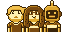 Three gold Legendary Flaggies